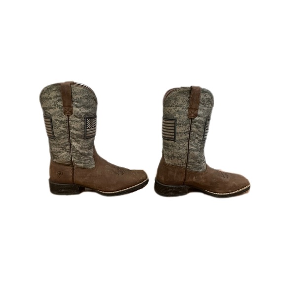 Ariat Men’s Distressed Camo Sport Patriot Weatern Boots- Broad Square Toe - Picture 4 of 6
